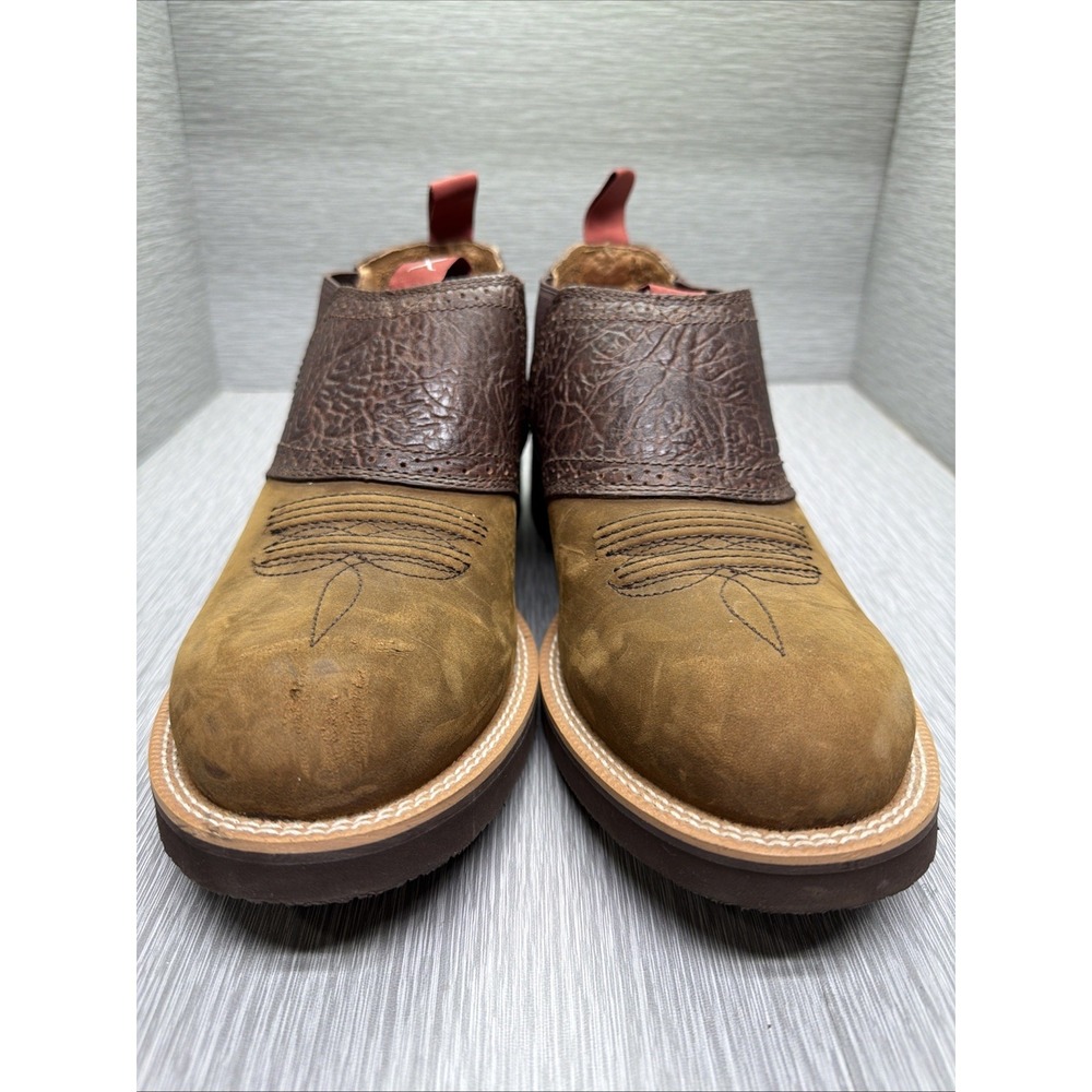 Twisted X Cow Dog Leather Western Boots Slip On Brown Men's Size‎ 10
